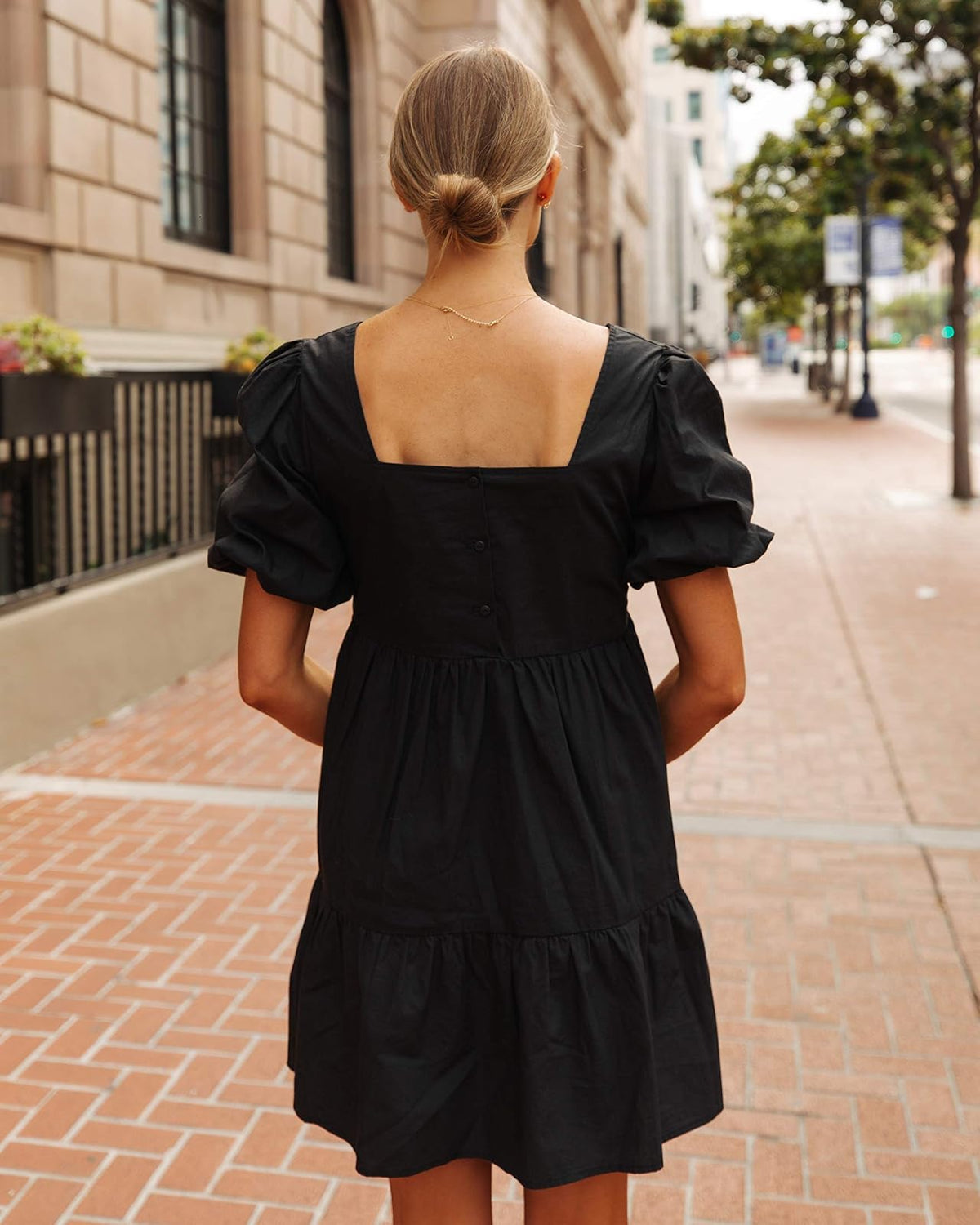 The Drop Minivestido para Mujer, con Mangas Abullonadas, Negro, por @fashion_jackson