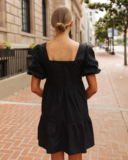 The Drop Minivestido para Mujer, con Mangas Abullonadas, Negro, por @fashion_jackson