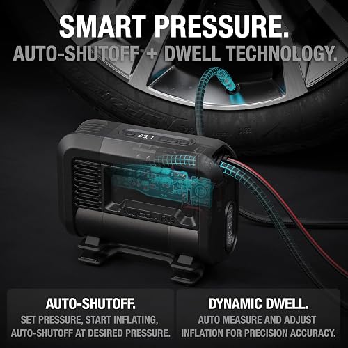 NOCO AIR15: Inflador de Llantas Ultrarrápido 15A – Compresor de Aire Portátil 12V – Flujo de 44 SLPM Infla de 0 a 40 PSI en 2.9 Minutos – Medidor Digital y Apagado Automático