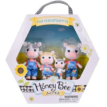 Honey Bee Acres The Cloverberrys Cow Family, 4 Cifras de muñeca en Miniatura, pequeña