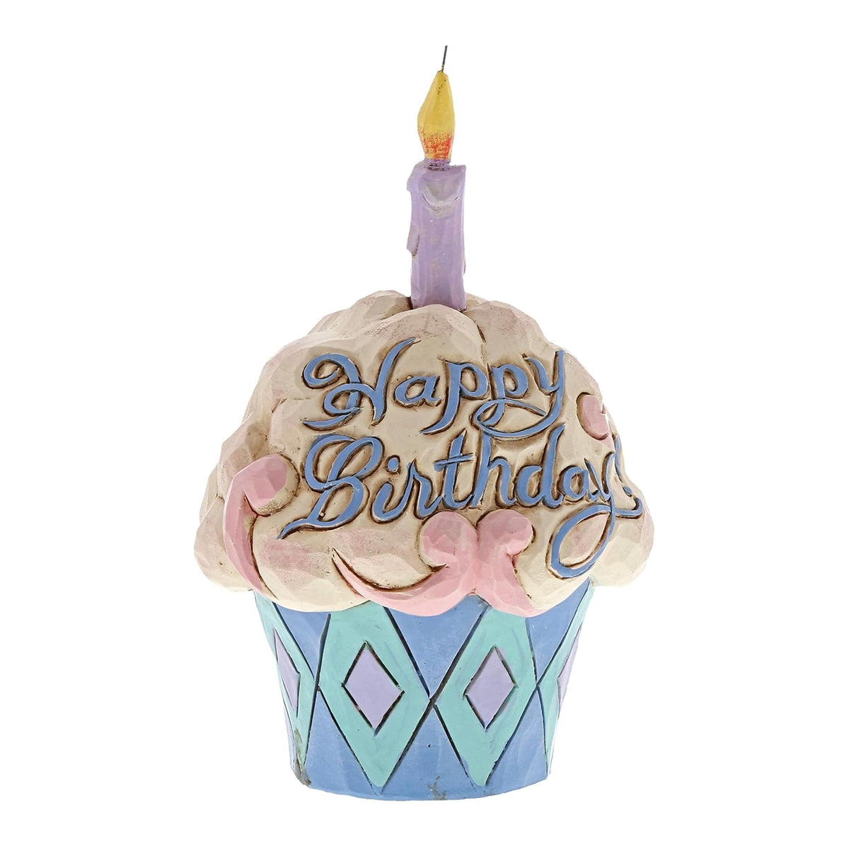 Enesco (4052066 Jim Shore Heartwood Creek Mini Birthday Cupcake Stone Resin Figurine, 3.75", Multicolor