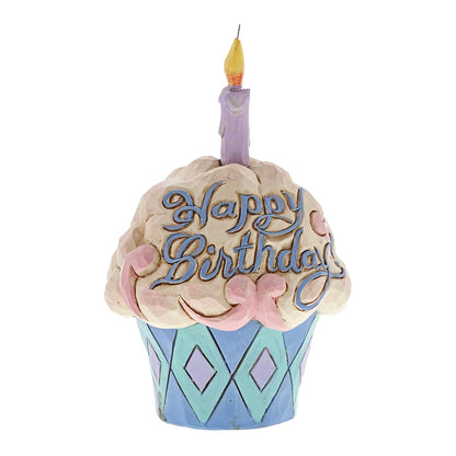 Enesco (4052066 Jim Shore Heartwood Creek Mini Birthday Cupcake Stone Resin Figurine, 3.75", Multicolor