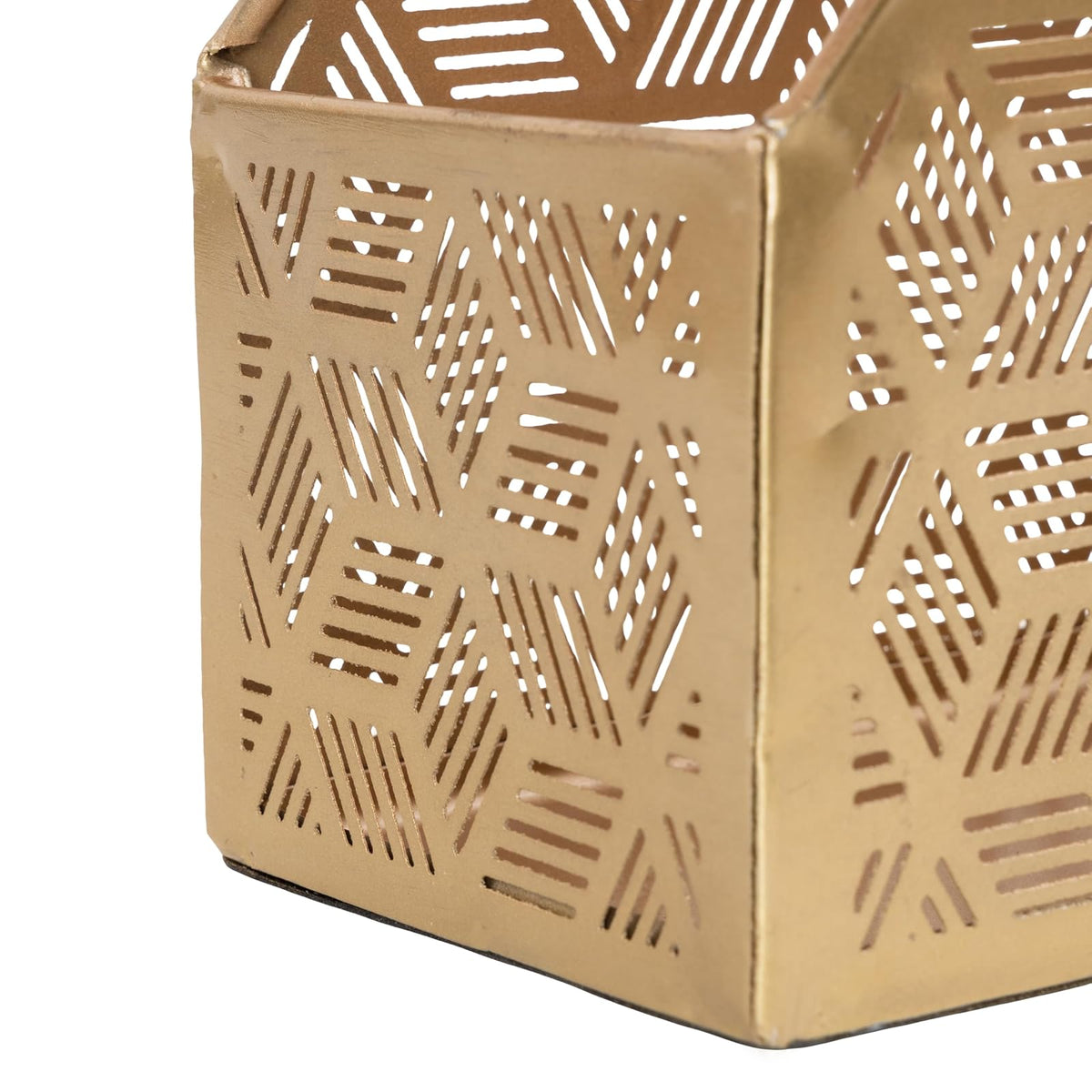 Deco 79 - Soporte para revistero geométrico de Metal con Ranura única con diseño Tallado láser, 5 x 10 x 12 Pulgadas, Dorado