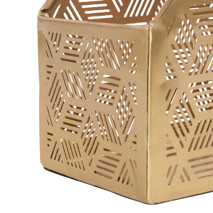 Deco 79 - Soporte para revistero geométrico de Metal con Ranura única con diseño Tallado láser, 5 x 10 x 12 Pulgadas, Dorado