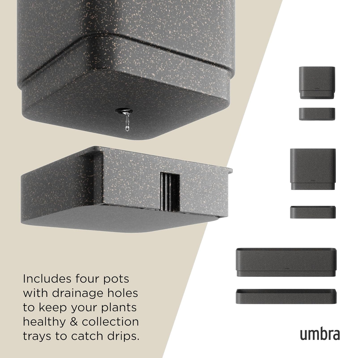 Umbra Cubiko - Maceta de Pared, Color Negro