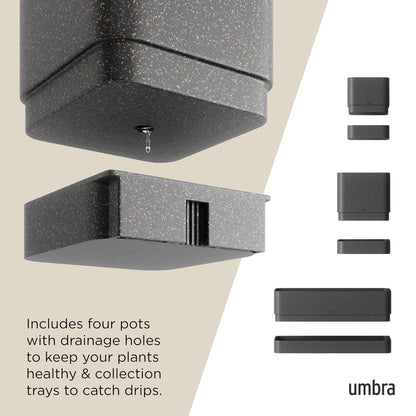 Umbra Cubiko - Maceta de Pared, Color Negro