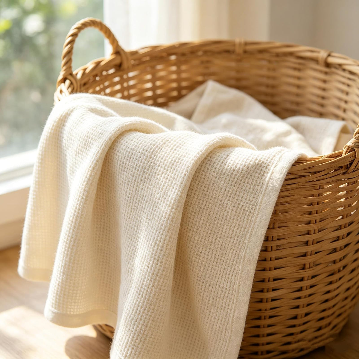 American Baby Company - Manta térmica de gofre 100% algodón, Suave, Transpirable y elástica, Crema, 30 x 40 Pulgadas, Perfecta para Envolver y Viajar y Regalar