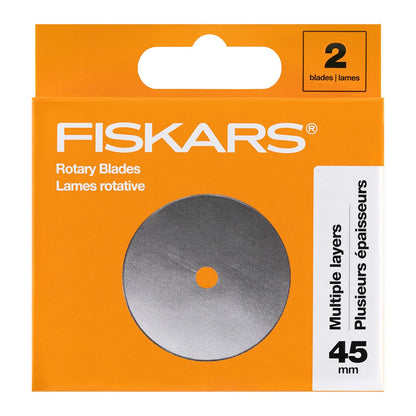 Fiskars - Hoja rotativa de 45 mm, 2 unidades, cuchillas de repuesto para cortadores giratorios, corte de precisión para acolchado y costura