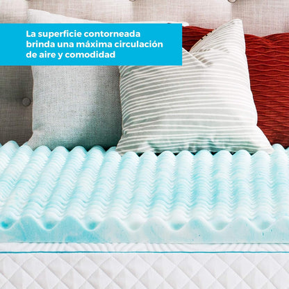Linenspa - Colchoneta de Memory Foam con Gel en Remolino - Sobrecolchón de Ondas Refrescante de 5 cm - Topper para Colchón - Sensación Suave y Acolchada - Alivia Puntos de Presión - Matrimonial