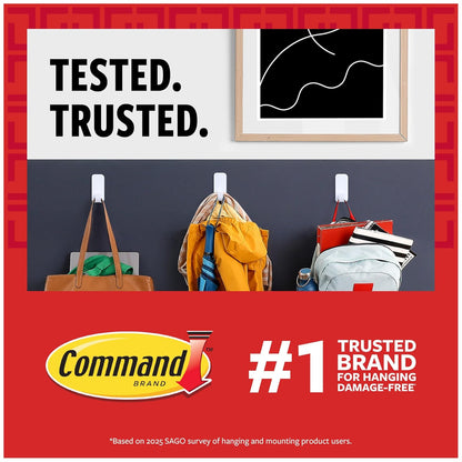 Command - Tiras grandes para colgar cuadros, sin daños, sin herramientas, tiras para colgar en la pared para espacios de vida, 120 pares de tiras adhesivas blancas