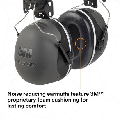 3M PELTOR - Orejeras, protección contra el ruido, accesorio para sombrero duro, NRR 31 dB, construcción, fabricación, mantenimiento, automoción, carpintería, ingeniería pesada, minería, X5P3E, negro