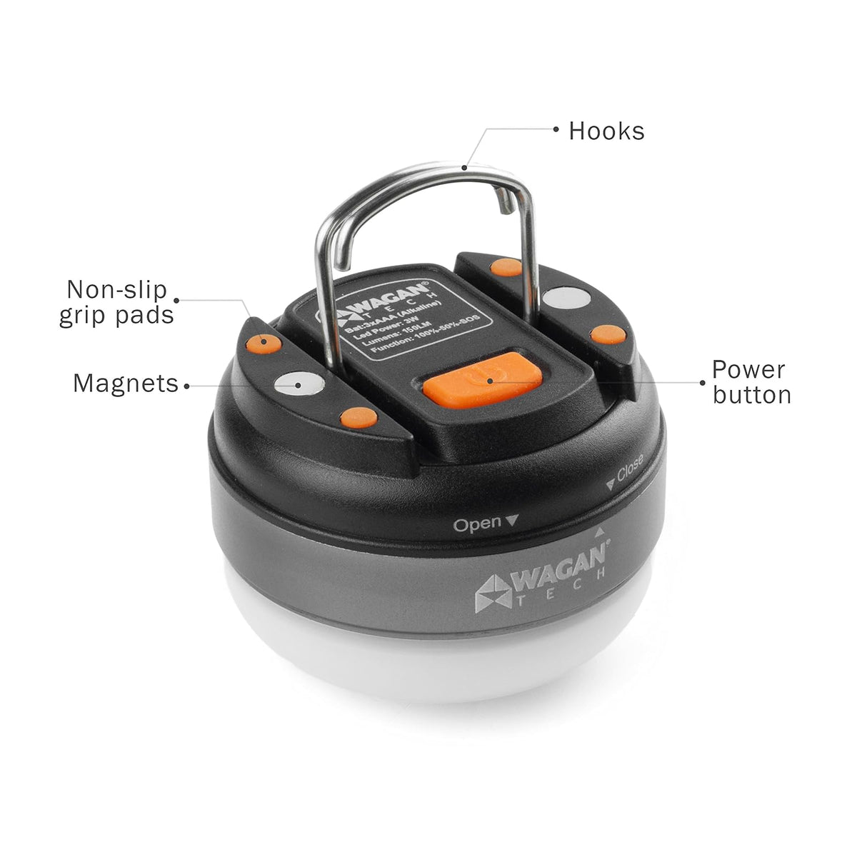 Wagan 4301 Camplites Linterna LED de Domo para Camping y Senderismo, Gris y Naranja