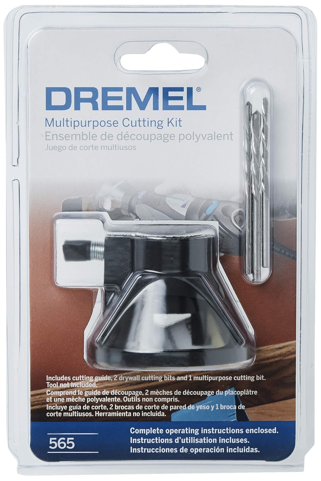 Dremel 570 Accesorio Broca de Corte para Remover Lechada, 1/8 pulgada | Broca con punta de carburo | Corta madera, plástico y paneles de yeso | Incluye guía de corte | Control de profundidad de