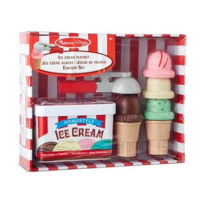 Melissa & Doug Cono Magnético para Servir y Apilar Bolas de Helado, Comida de Juguete, Juguete de Madera Estimula la Interacción Social (10 Piezas)