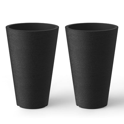 Kante - Juego de 2 macetas Redondas Altas de 13 Pulgadas de Alto para Exteriores, Interiores, jardín, Patio, Porche Delantero (Negro)