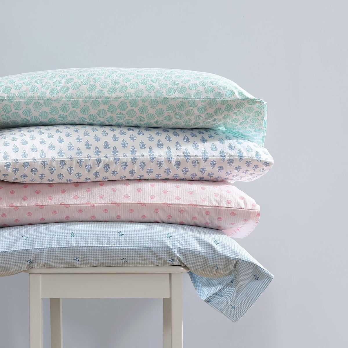 Laura Ashley - Juego de sábanas matrimoniales, algodón percal, Ligero y Transpirable para decoración del hogar (Azul [Turtle Gingham Blue], matrimonial)