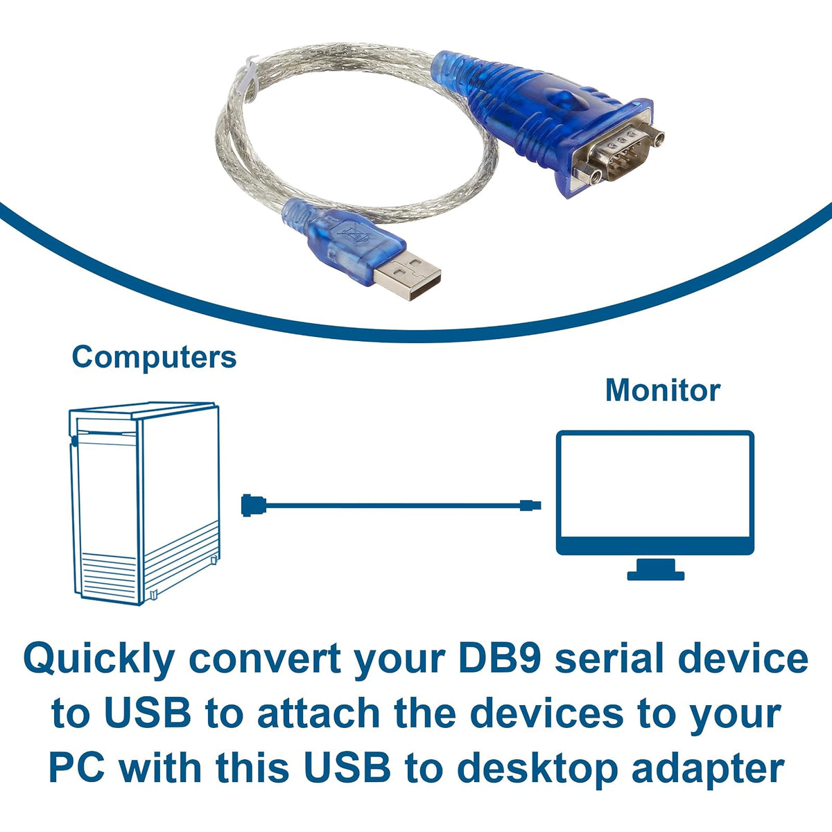 C2G 26886 USB to DB9 Serial RS232 Adapter Cable, Blue (1.5 Feet, 0.45 Meters)