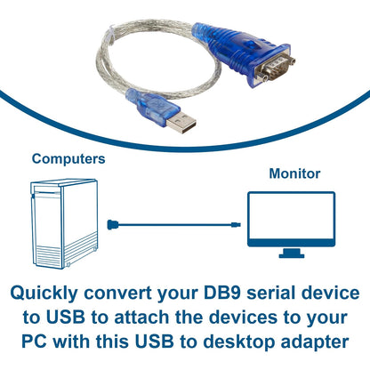 C2G 26886 USB to DB9 Serial RS232 Adapter Cable, Blue (1.5 Feet, 0.45 Meters)