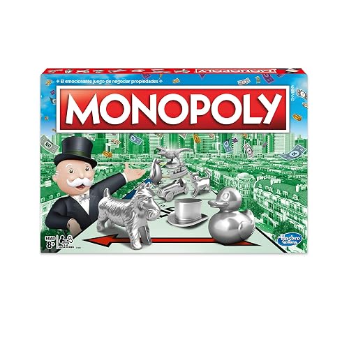 Hasbro Gaming Monopoly - Juego de Mesa de Negociar Propiedades con Bandeja de Almacenamiento y Tokens Grandes para 2 a 6 Jugadores a Partir de 8 años