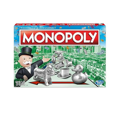 Hasbro Gaming Monopoly - Juego de Mesa de Negociar Propiedades con Bandeja de Almacenamiento y Tokens Grandes para 2 a 6 Jugadores a Partir de 8 años