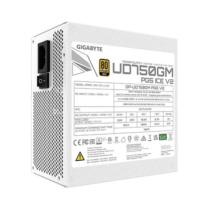 GIGABYTE UD750GM PG5 V2 Ice - 750W 80 Plus Certificado Platinum - PCIe5.1 Ready - ATX3.1 - Fuente de alimentación Totalmente Modular (GP-UD750GM PG5 Ice)