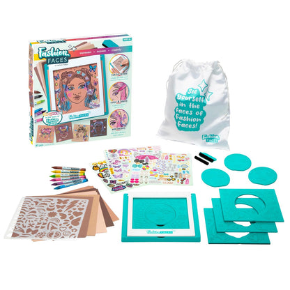 PlayMonster Fashion Faces Kit de Diseño de Moda | Artes y manualidades, niños de 6 años en adelante, incluye placas de frotamiento