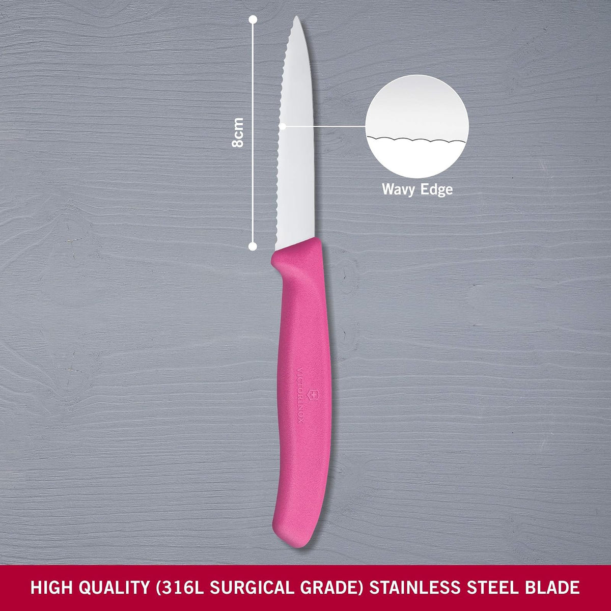 Victorinox Cuchillo Dentado, Rosa, 8 Centímetros