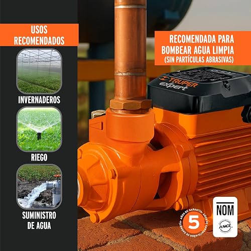 Truper Expert BOAP-3/4, Bomba eléctrica periférica para agua 3/4 HP uso agrícola