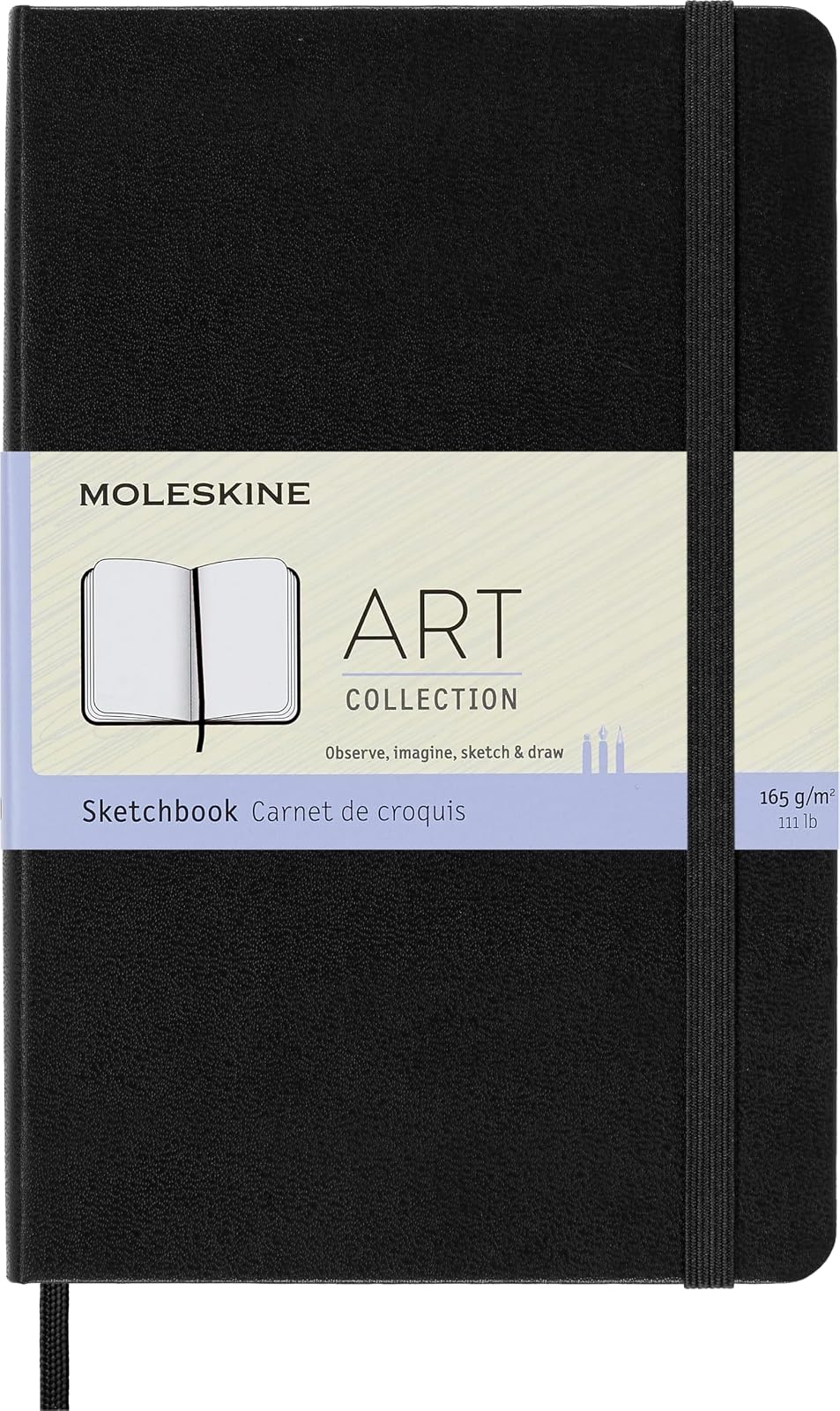 Moleskine Art Sketchbook, Medium, Black (4.5 X 7) | Cuaderno de bocetos mediano de 88 páginas de 4.5 x 7 pulgadas con papel de 165 g/m² para dibujo, ilustración y medios secos.