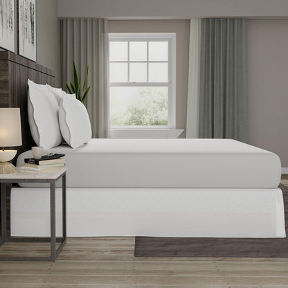 Today’s Home Contemporary Tailored Bed Skirt, Microfiber, 14" Drop Length, Queen, White