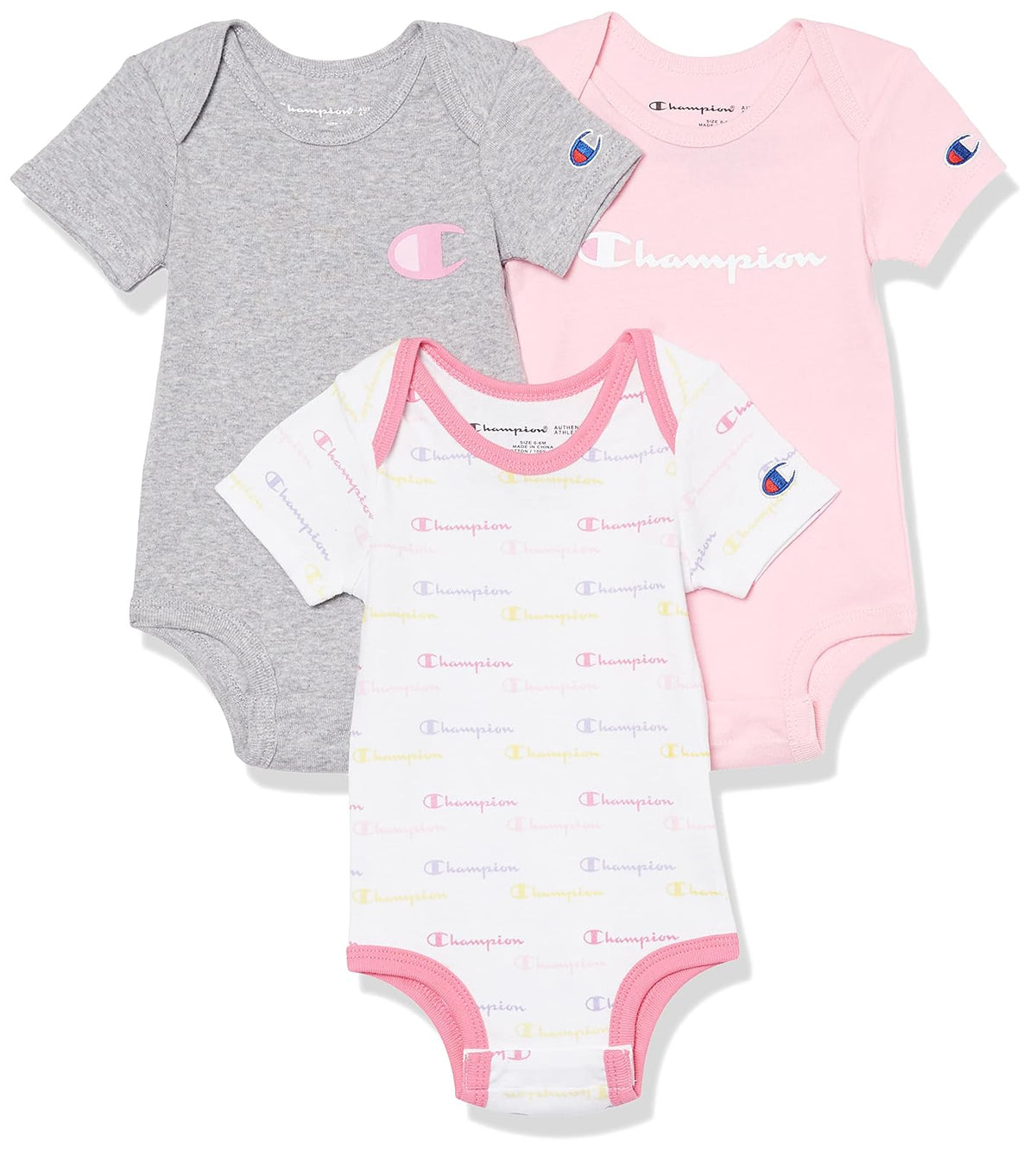Champion Champion Traje unisex para bebé, 3 unidades y 5 unidades, manga corta o manga larga, en varios colores, talla 0-6 m Conjunto de playeras para bebés y niños pequeñosbebé-niñas