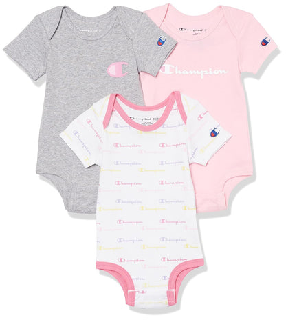 Champion Champion Traje unisex para bebé, 3 unidades y 5 unidades, manga corta o manga larga, en varios colores, talla 0-6 m Conjunto de playeras para bebés y niños pequeñosbebé-niñas