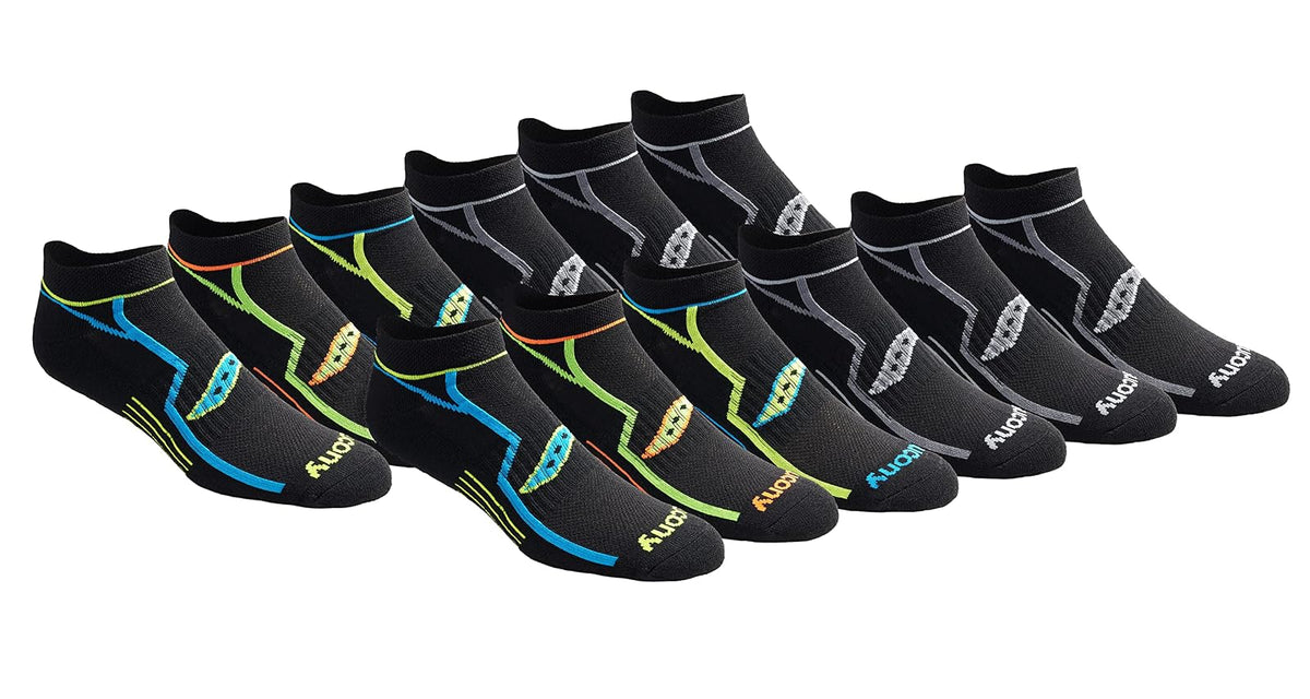 Saucony Calcetines Deportivos para Hombre - G - Negro (12 pares).