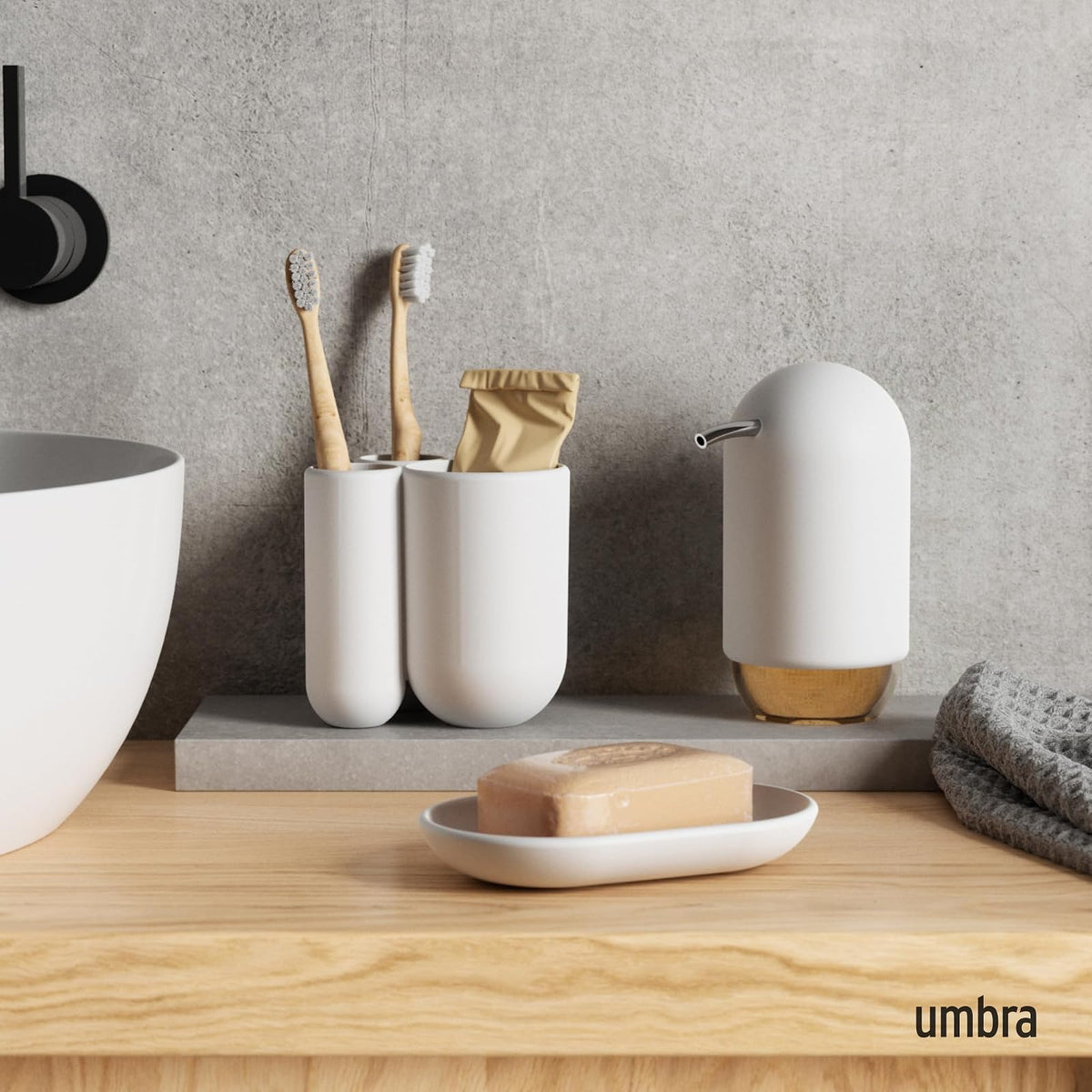 Umbra Touch Sujetador para Cepillo de Dientes, Blanco White