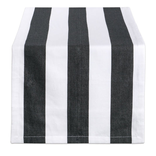 DII Cabana Dobby Stripe - Camino de Mesa de 18 x 72 Pulgadas, Blanco y Negro