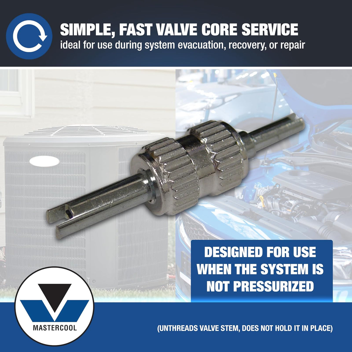 MASTERCOOL (81290 Plata R134 a Universal válvula Core Remover/instalador