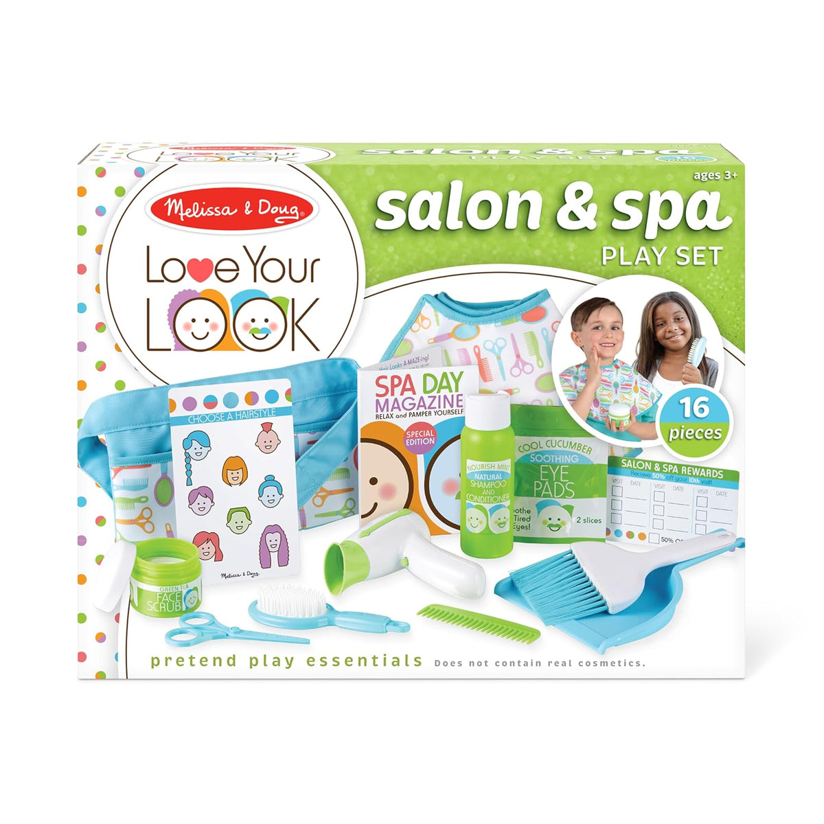 Melissa & Doug Love Your Look - Set para Juego de Salón y Spa – 16 Piezas para Jugar de Cuidado Facial y del Cabello (Sin Cosméticos Reales)