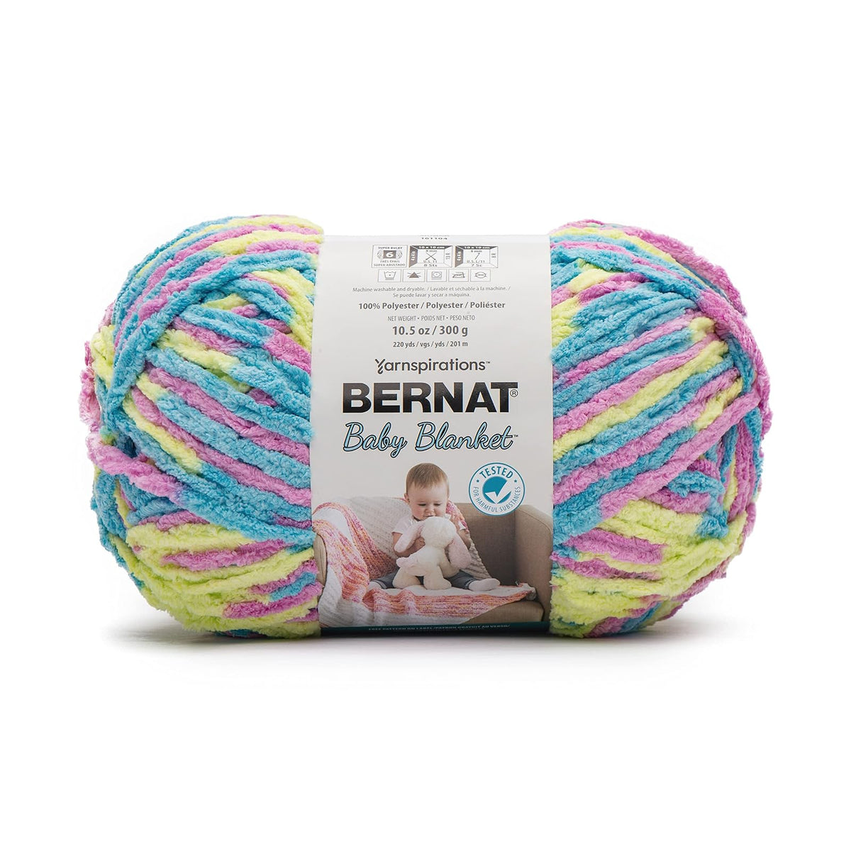 Bernat Baby Blanket Estambre Chenilla para Bebé - 1 paquete - Multicolor