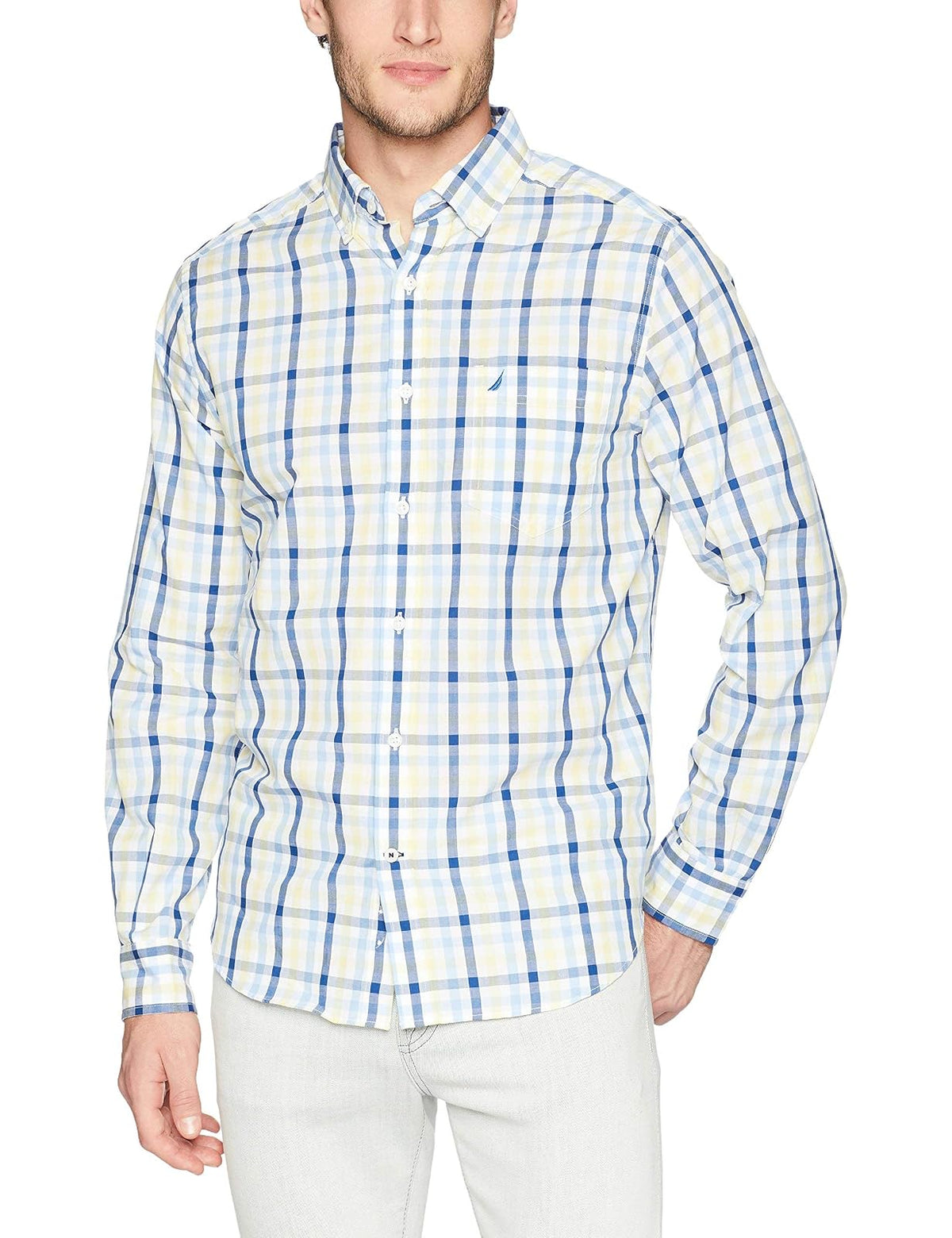 Nautica Camisa de Manga Larga Resistente a las Arrugas para Hombre - Shoreline Yellow - CH