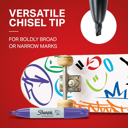 Sharpie Permanent Markers, Broad, Chisel Tip, 8-Pack, Assorted (38250PP)