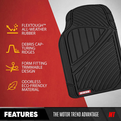 Motor Trend flextough alfombrillas de goma & carga alfombrilla de maletero Set Negro Heavy Duty - sin olor, Extreme Duty (negro)