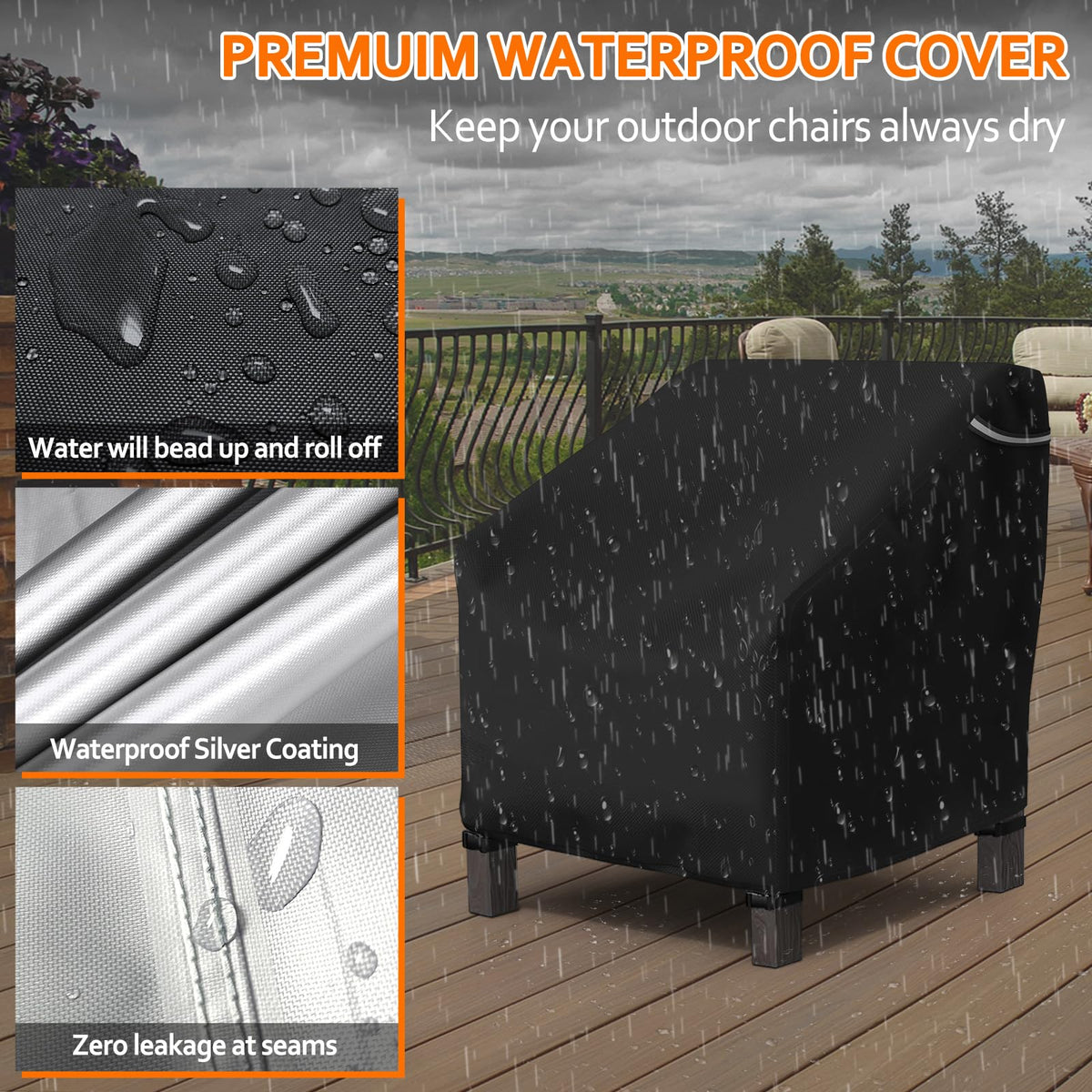 STARTWO Funda para Silla de Patio | Tamaño 32"W x 37"D x 36"H, 1 paquete, impermeable, fibra Oxford 600D