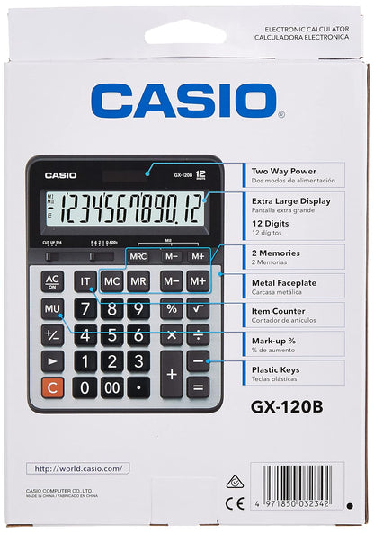 Casio GX-120B-W-DC Calculadora de Escritorio, Color Gris