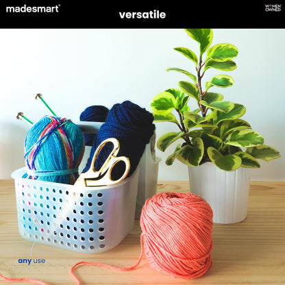 Madesmart - Bolsa de Ducha de Agarre Suave de 2 Compartimentos para organización de baño, cubeta de Almacenamiento de plástico, tamaño pequeño, Escarcha