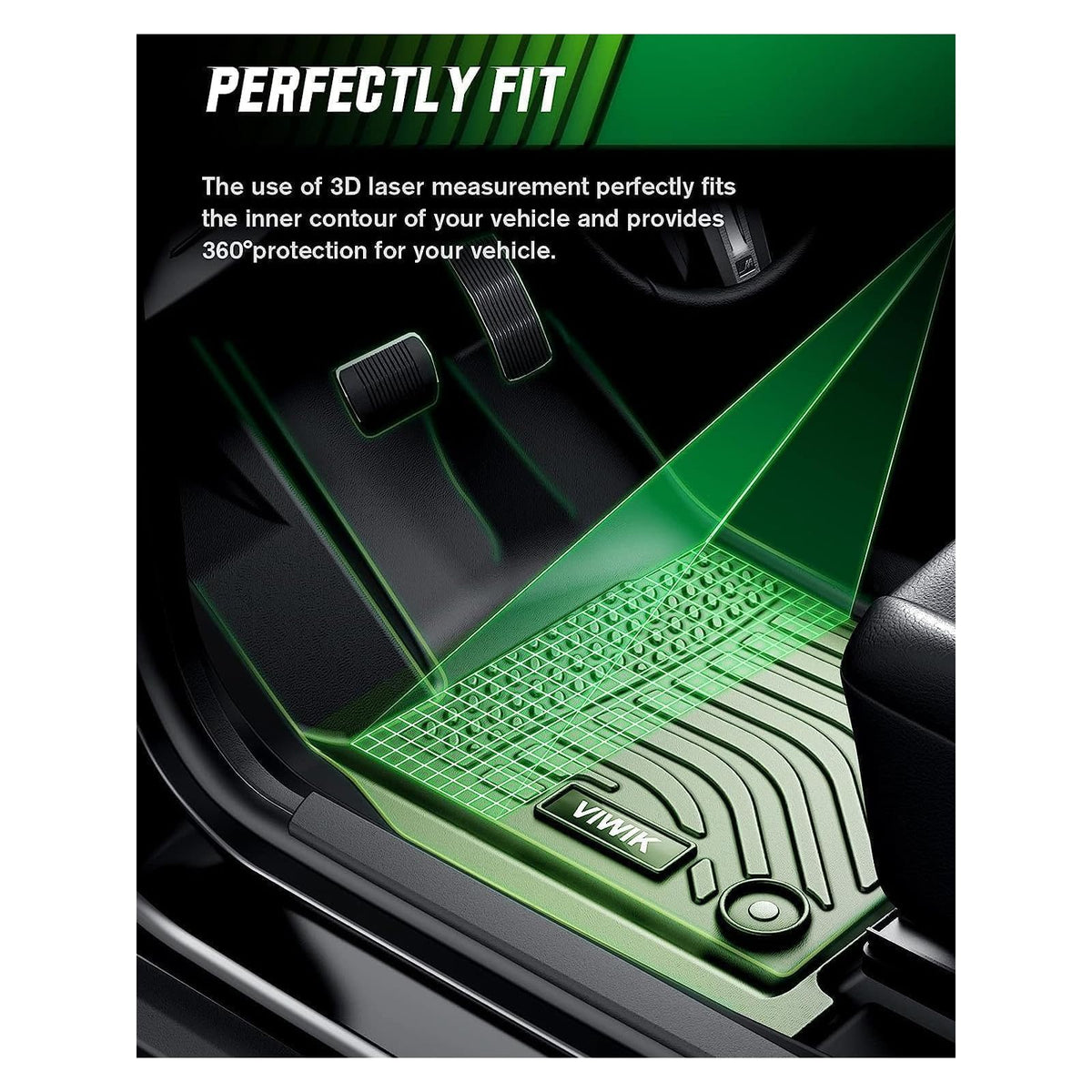 VIWIK Alfombrillas para Camry 2012-2017, protección para Todo Tipo de Clima, Juego Completo de Forros Personalizados Incluye 1ª y 2ª Fila Delantera y Trasera de Color Negro