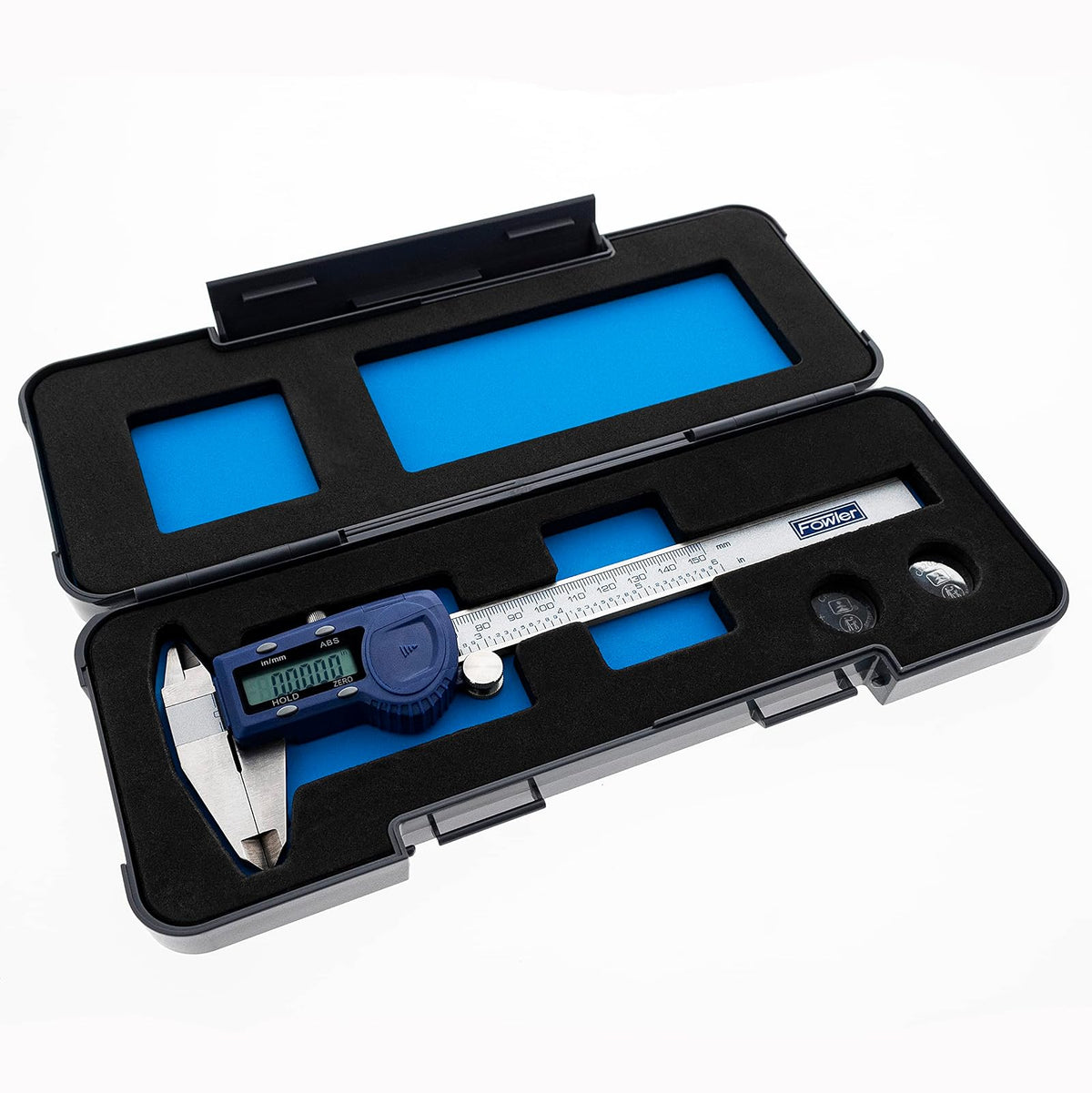 Fowler 54-101-150-2, Calibre digital Xtra-Value Cal con rango de medición de 0-6 pulgadas/150 mm, azul
