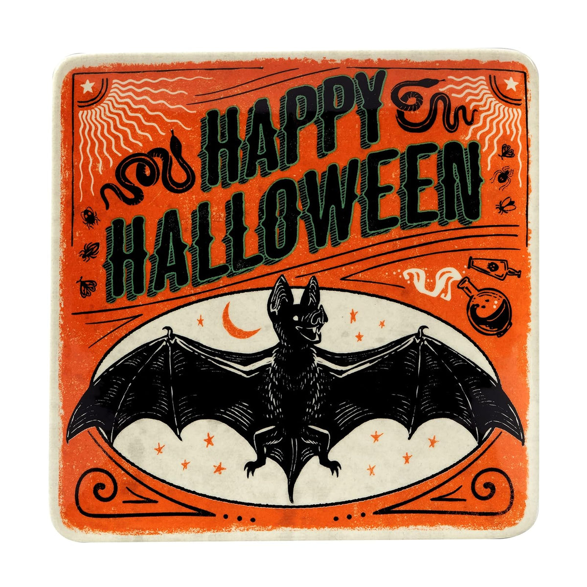 Certified International Scaredy Cat Platos de postre y ensalada de 8.5 pulgadas, varios diseños, multicolor, mediano, juego de 4