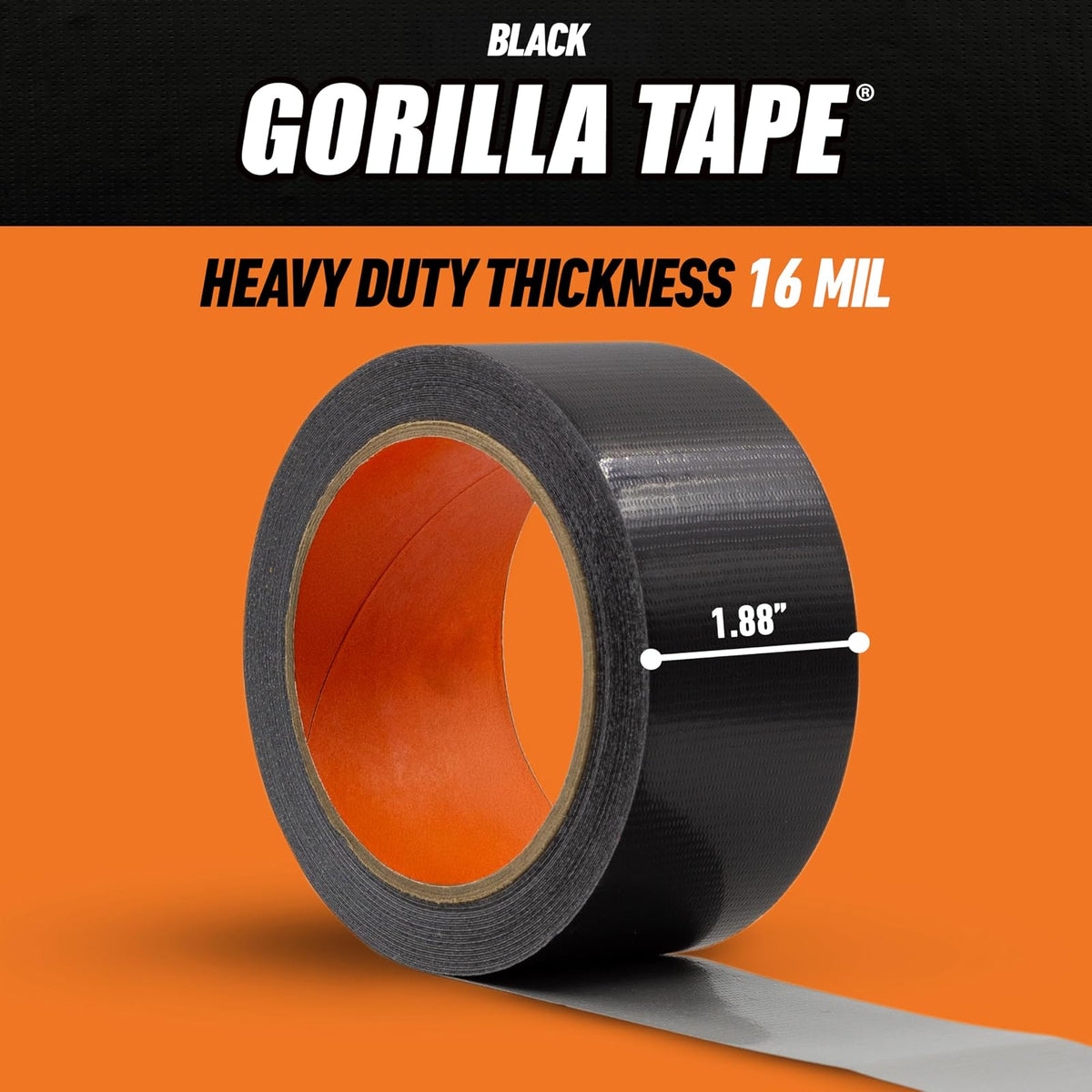 Gorilla Tape, Black Duct Tape, 1.88" x 35 yd, BNegro, (Paquete de 1)