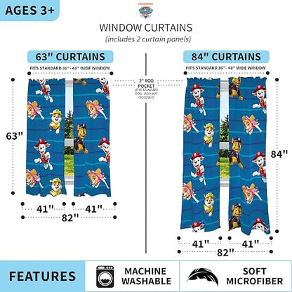 Franco Juego de Cortinas de Ventana para habitación de niños, 82 x 84 Pulgadas, Patrulla Canina