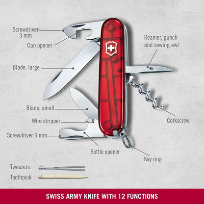 Victorinox Navaja Spartan, Roja Transparente, 12 Usos